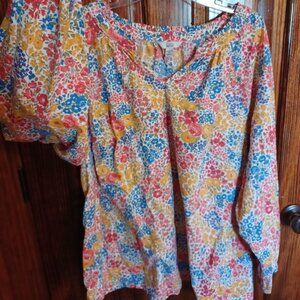Floral long sleeve peasant top
